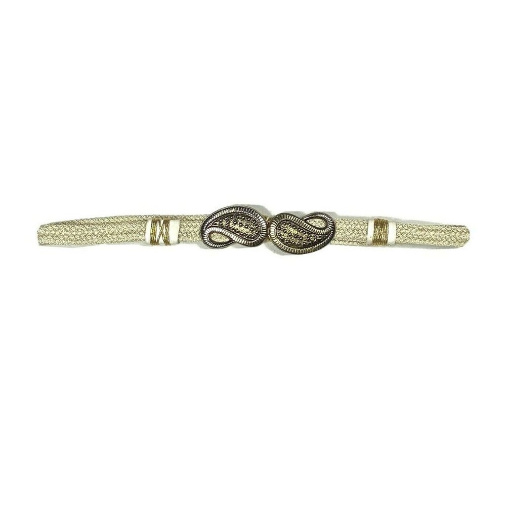 Vintage 80s Statement Belt Stretch Weave White